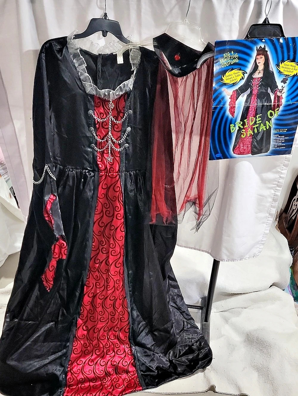 Big Beautiful Costume Bride of Satan Gothic Halloween Costume in Black & Red